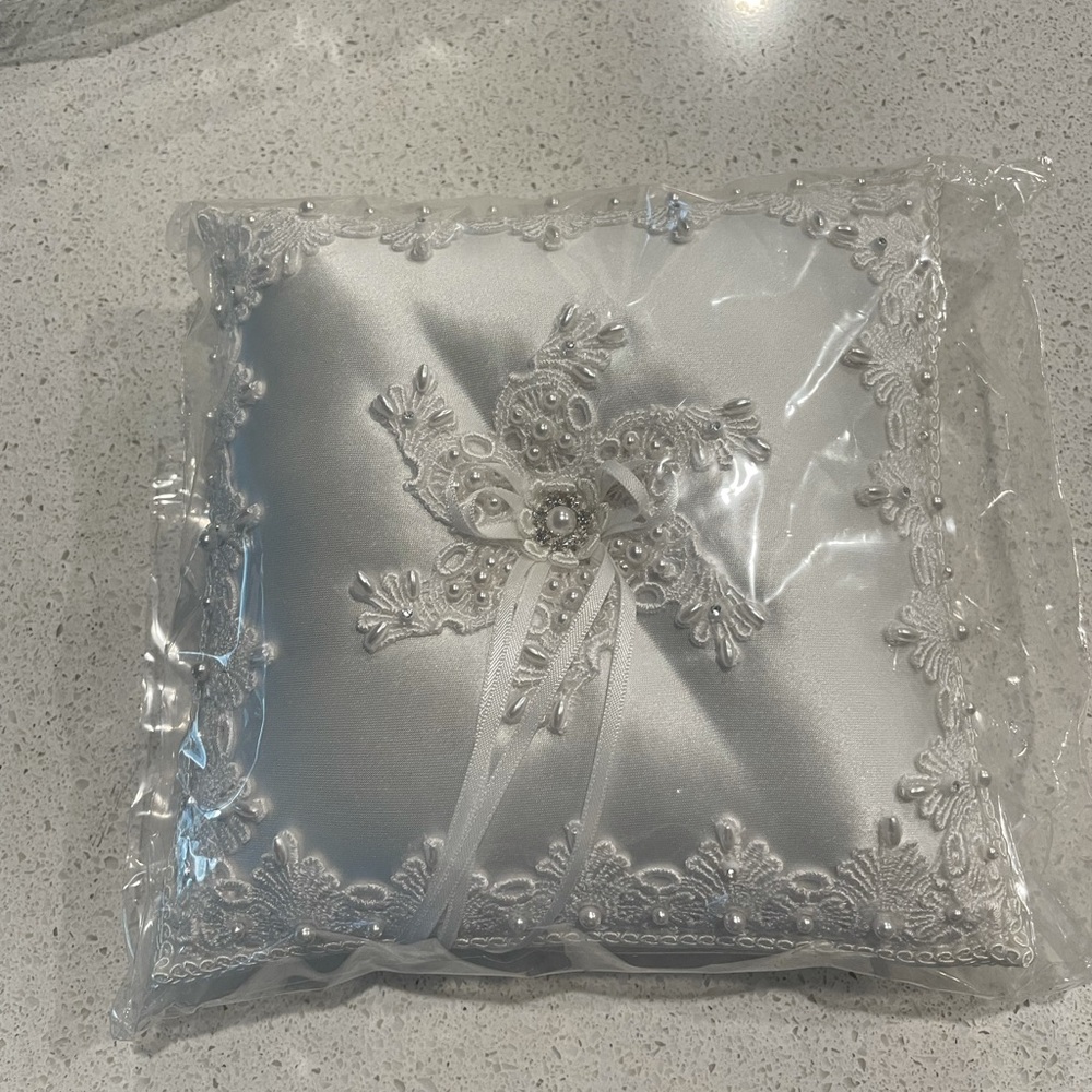 White Wedding Ring Bearer Pillows